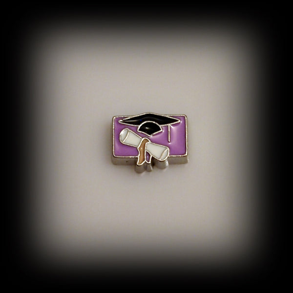 Graduation Cap and Scroll Floating Charm