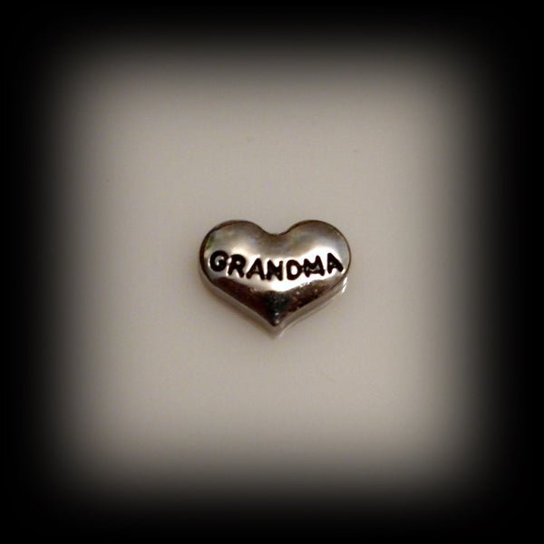 Grandma Silver Heart Floating Charm