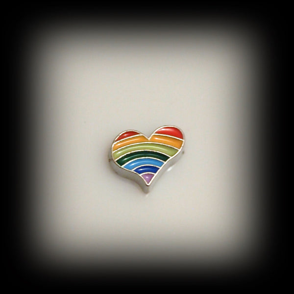 Rainbow Heart Floating Charm