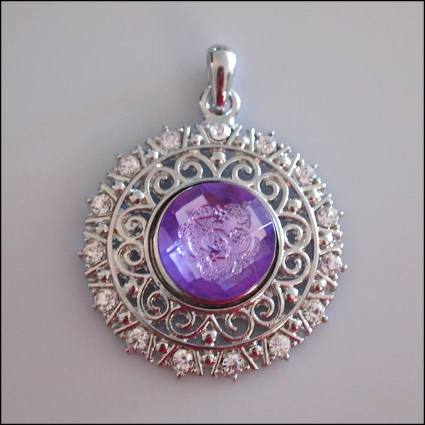 Decorative Round Crystal Snap Pendant with Snap Button