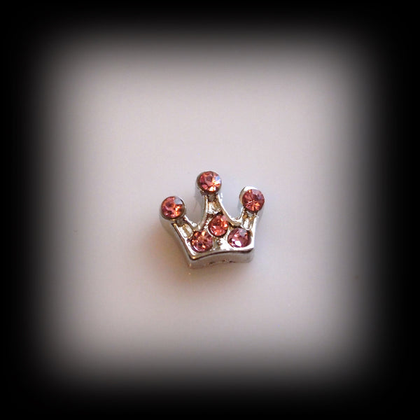 Pink Crystal Princess Crown Floating Charm