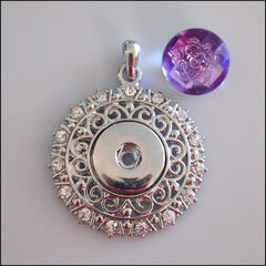 Decorative Round Crystal Snap Pendant with Snap Button - Find Something Special - 2