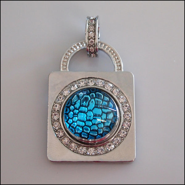 Crystal Padlock Snap Pendant with Snap Button