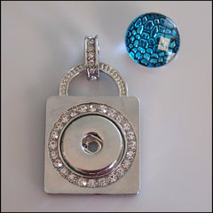 Crystal Padlock Snap Pendant with Snap Button - Find Something Special