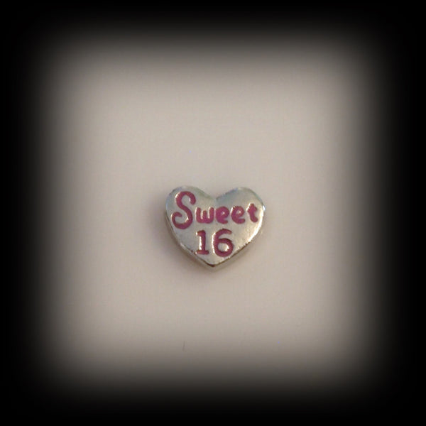 Sweet 16 Heart Floating Charm
