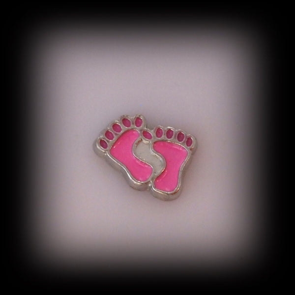 Pink Baby Feet Floating Charm
