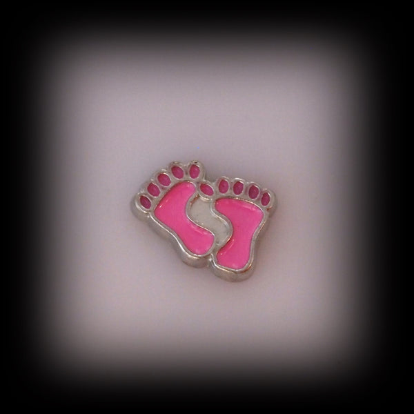 Pink Baby Feet Floating Charm