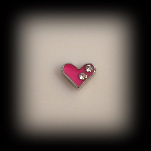 Pink Heart with Crystals Floating Charm