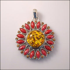 Flower Snap Pendant with Snap Button - Red - Find Something Special