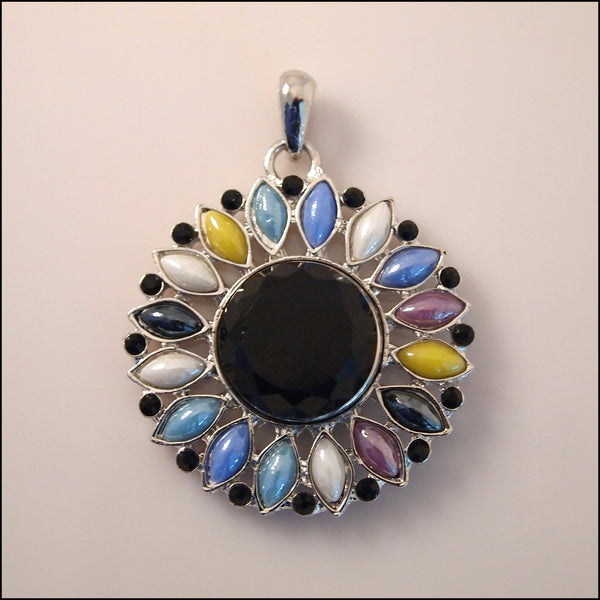 Flower Snap Pendant with Snap Button - Multicolour Pastel