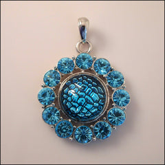 Bright Blue Crystal Snap Pendant with Snap Button - Find Something Special