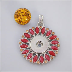 Flower Snap Pendant with Snap Button - Red - Find Something Special