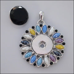 Flower Snap Pendant with Snap Button - Multicolour Pastel - Find Something Special