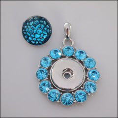 Bright Blue Crystal Snap Pendant with Snap Button - Find Something Special
