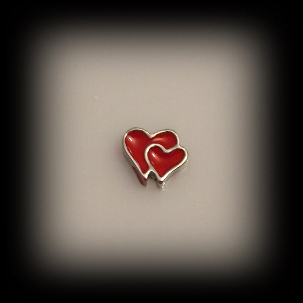 Red Double Heart Floating Charm