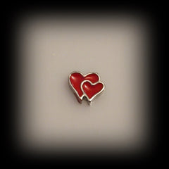 Red Double Heart Floating Charm - Find Something Special