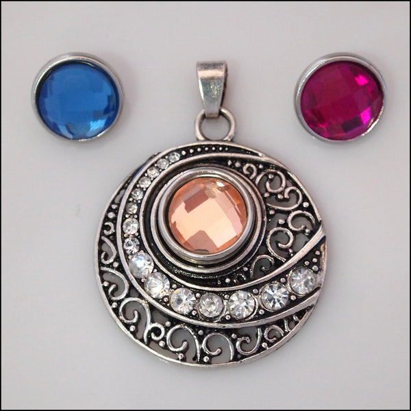 Crystal Swirl Mini Snap Pendant Set