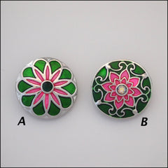 Deluxe Pink & Green Metallic Snap Button - Find Something Special