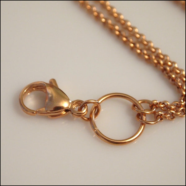Long Overhead Rose Gold Rolo Chain for Living Locket