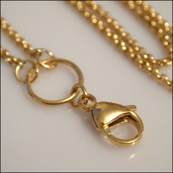 Long Overhead Gold Rolo Chain for Living Locket
