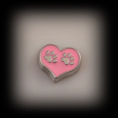Paw Prints on Heart Floating Charm - Find Something Special