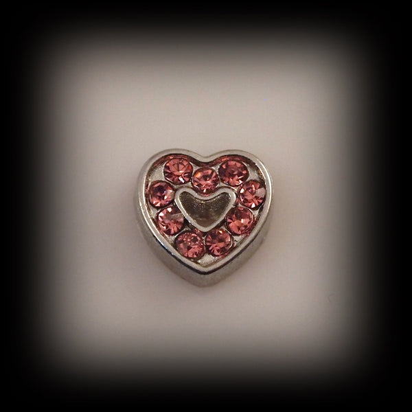 Pink Crystal Heart Floating Charm