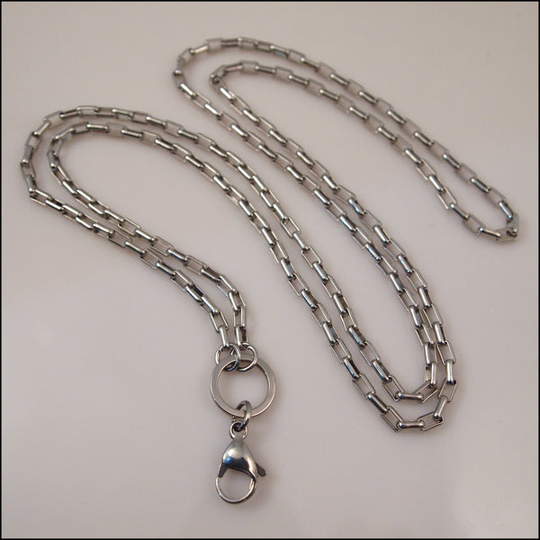 Silver Toned Long Overhead Box Chain for Living Locket