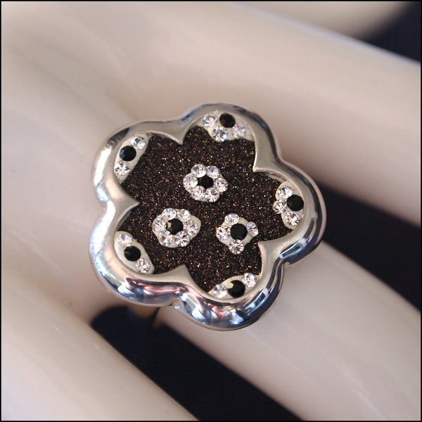 Crystal Flowers Sterling Silver Ring