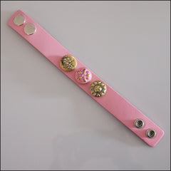 Wide Leather 3 Snap Bracelet Pink - Set 3 - Find Something Special