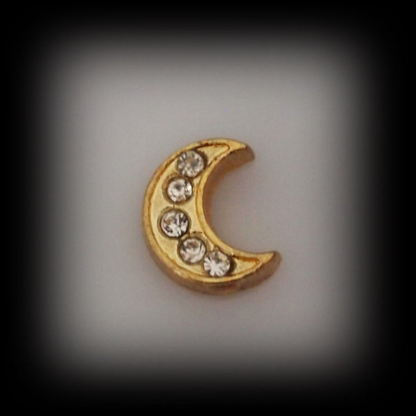 Gold Crystal Moon Floating Charm
