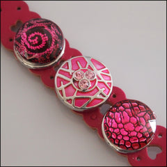 Heart Pattern Leather 3 Snap Bracelet Dark Pink - Set 2 - Find Something Special - 2