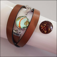 Leather Snap Button Wrap Bracelet - Brown - Find Something Special