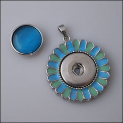 Blue/Green Flower Snap Pendant - Find Something Special