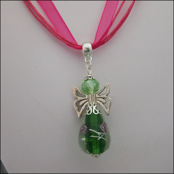 Glass Angel Pendant - Green