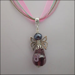Glass Angel Pendant - Mauve - Find Something Special