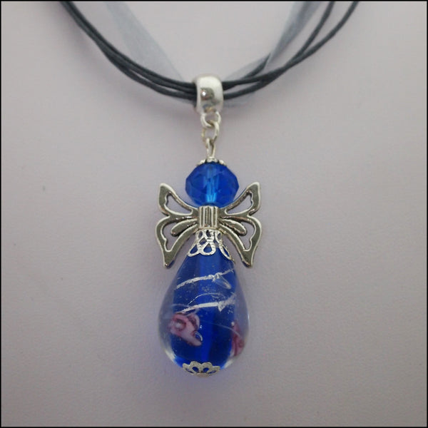 Glass Angel Pendant - Dark Blue