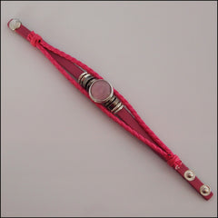 Braided Snap Button Bracelet - Pink - Find Something Special