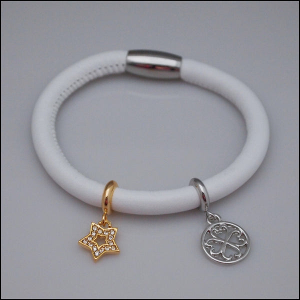 Single Leather Charm Bracelet - White