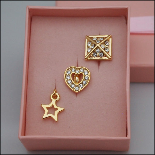 Leather Bracelet Charms Set 3 - Gold Plated