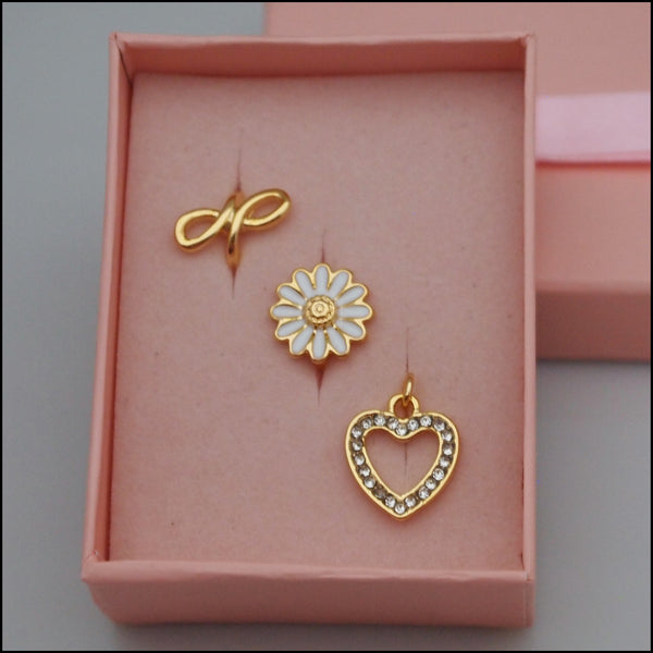 Leather Bracelet Charms Set 4 - Gold Plated