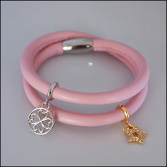 Double Leather Charm Bracelet - Pink - Find Something Special