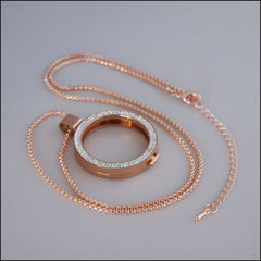 Double Crystal Coin Holder Pendant - Rose Gold - Find Something Special