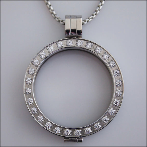 Crystal Coin Holder Pendant - Silver