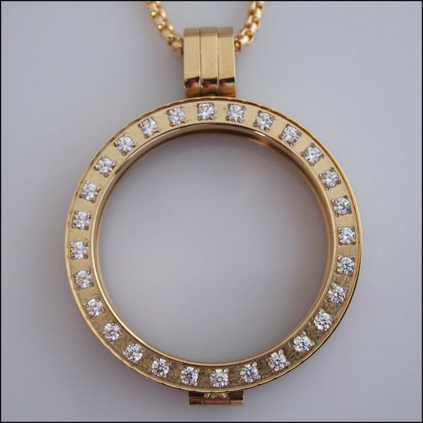 Crystal Coin Holder Pendant - Gold