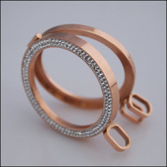 Double Crystal Coin Holder Pendant - Rose Gold - Find Something Special