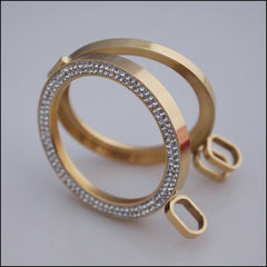 Double Crystal Coin Holder Pendant - Gold - Find Something Special