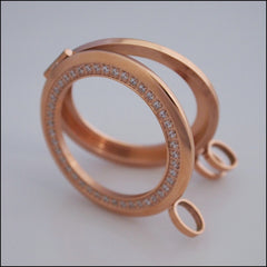 Smooth Surround Crystal Coin Holder Pendant - Rose Gold - Find Something Special