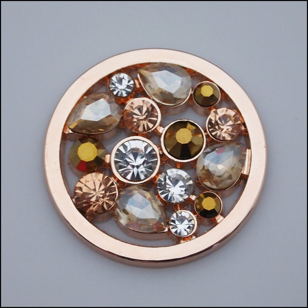 Coin for Coin Pendant - Crystal Cluster Rose Gold