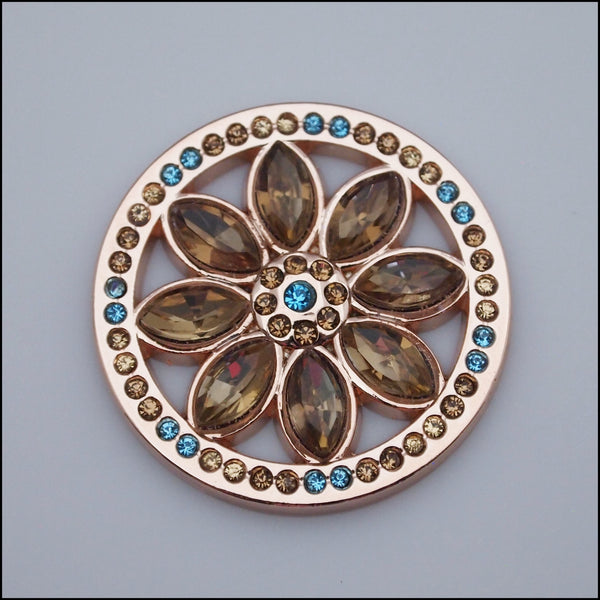 Coin for Coin Pendant - Crystal Daisy Rose Gold