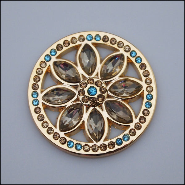 Coin for Coin Pendant - Crystal Daisy Gold